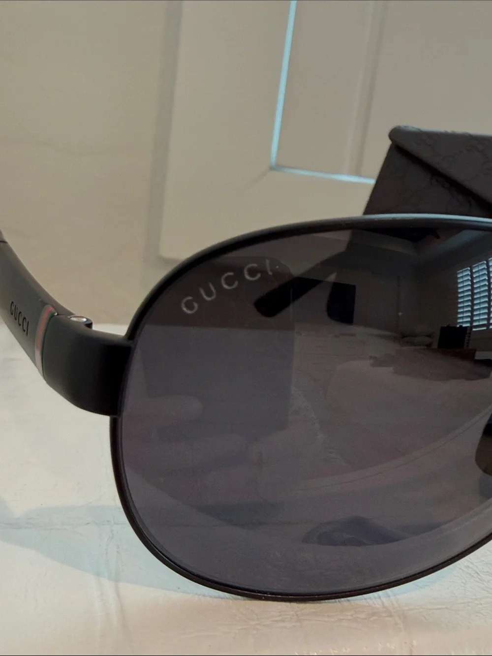 Auth GUCCI 2225 Sunglasses in color COY3H Matte Blk Smoke Polarized Lenses